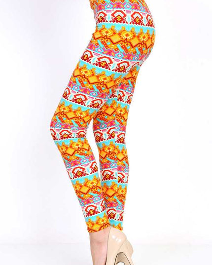 PLUS N144 PLUS SIZE TRIBAL PRINT LEGGINGS
