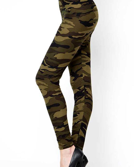 PLUS F120 PLUS SIZE CAMOUFLAGE PRINT LEGGINGS