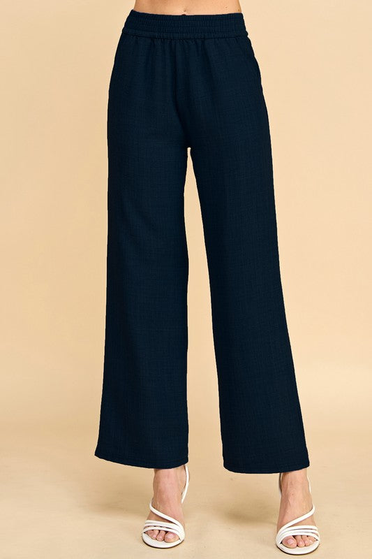 LELIS-01 SILKY LELISI WOVEN WIDE LEG PANTS