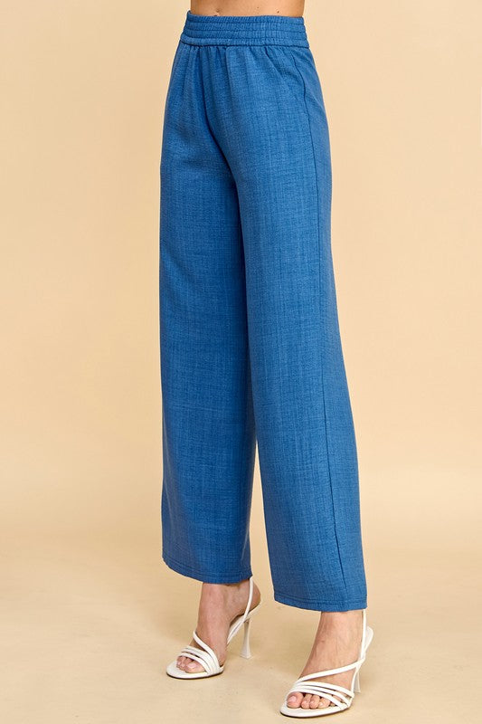 LELIS-01 SILKY LELISI WOVEN WIDE LEG PANTS