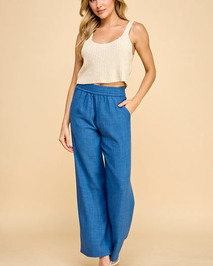 LELIS-01 SILKY LELISI WOVEN WIDE LEG PANTS