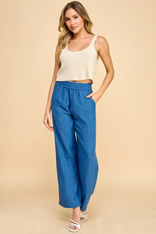 LELIS-01 SILKY LELISI WOVEN WIDE LEG PANTS