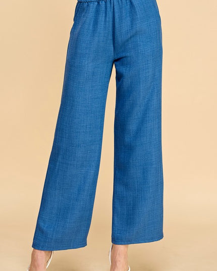 LELIS-01 SILKY LELISI WOVEN WIDE LEG PANTS