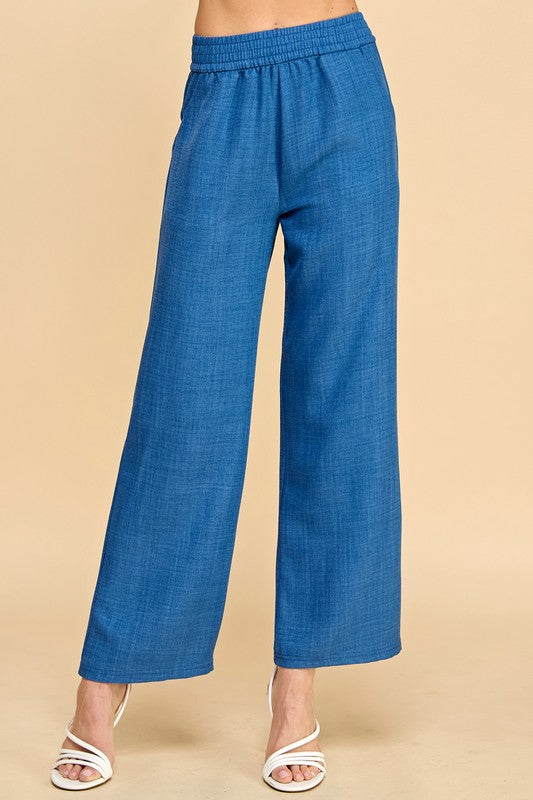 LELIS-01 SILKY LELISI WOVEN WIDE LEG PANTS