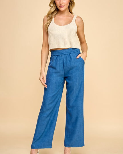 LELIS-01 SILKY LELISI WOVEN WIDE LEG PANTS