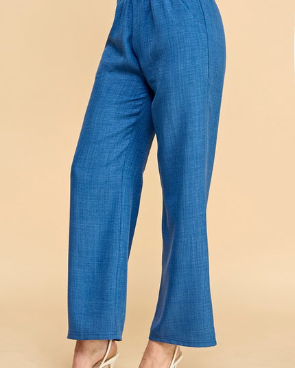 LELIS-01 SILKY LELISI WOVEN WIDE LEG PANTS