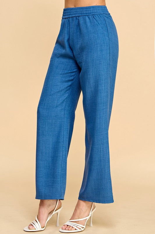 LELIS-01 SILKY LELISI WOVEN WIDE LEG PANTS