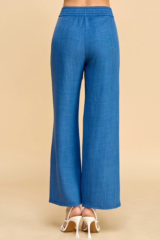 LELIS-01 SILKY LELISI WOVEN WIDE LEG PANTS