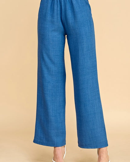 LELIS-01 SILKY LELISI WOVEN WIDE LEG PANTS