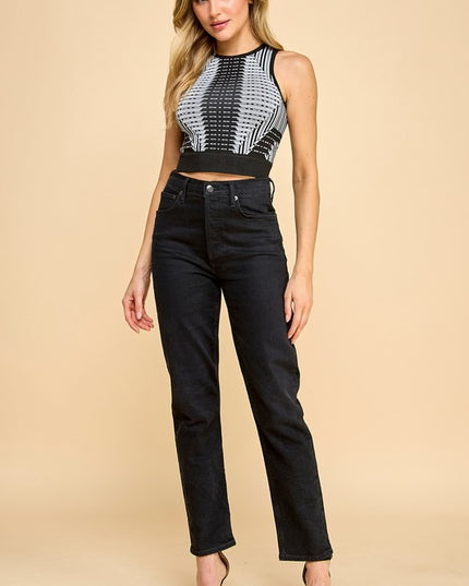 PT003 PRINT CROP TANK TOP