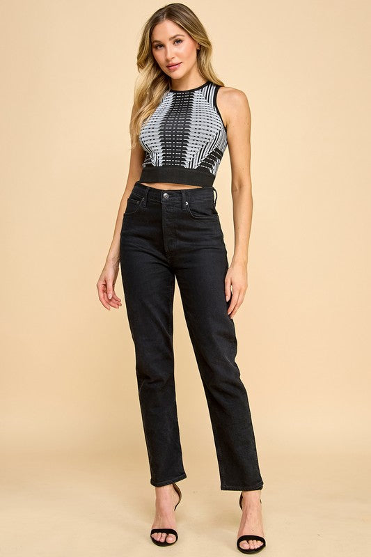 PT003 PRINT CROP TANK TOP