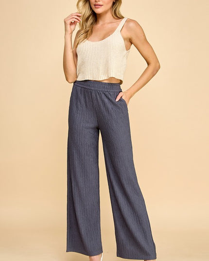 HK01SX PLUS SIZE CRINKLE WIDE  LEG PANTS