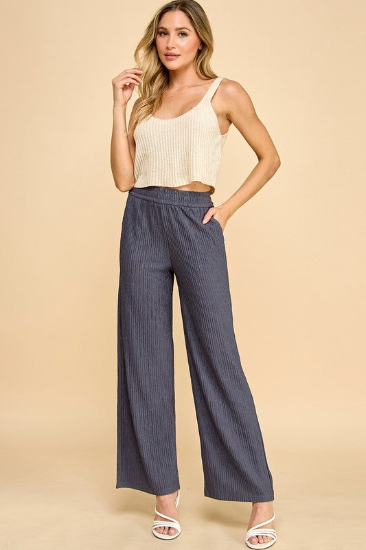 HK01SX PLUS SIZE CRINKLE WIDE  LEG PANTS