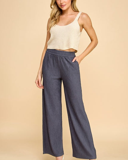 HK01SX PLUS SIZE CRINKLE WIDE  LEG PANTS