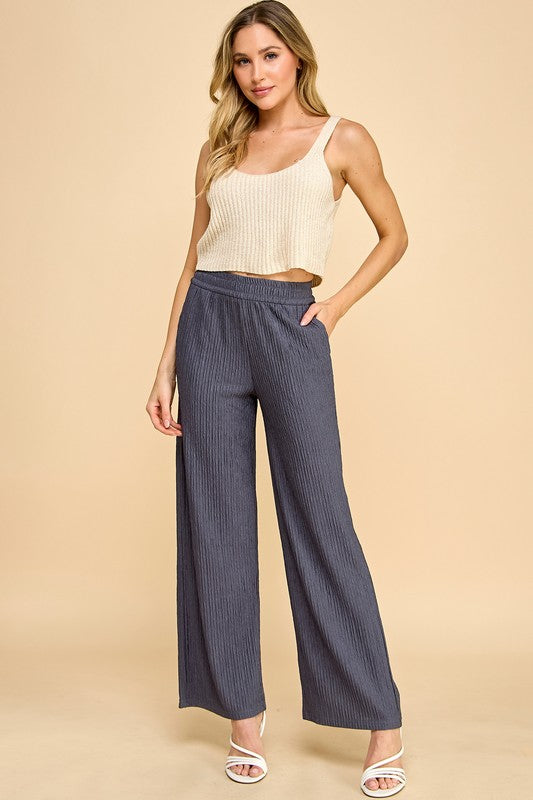 HK01SX PLUS SIZE CRINKLE WIDE  LEG PANTS