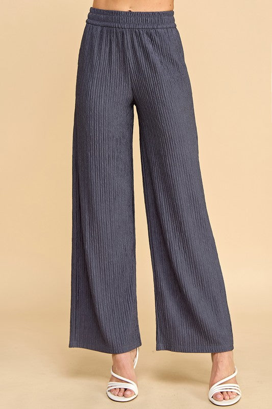 HK01SX PLUS SIZE CRINKLE WIDE  LEG PANTS