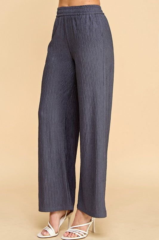 HK01SX PLUS SIZE CRINKLE WIDE  LEG PANTS