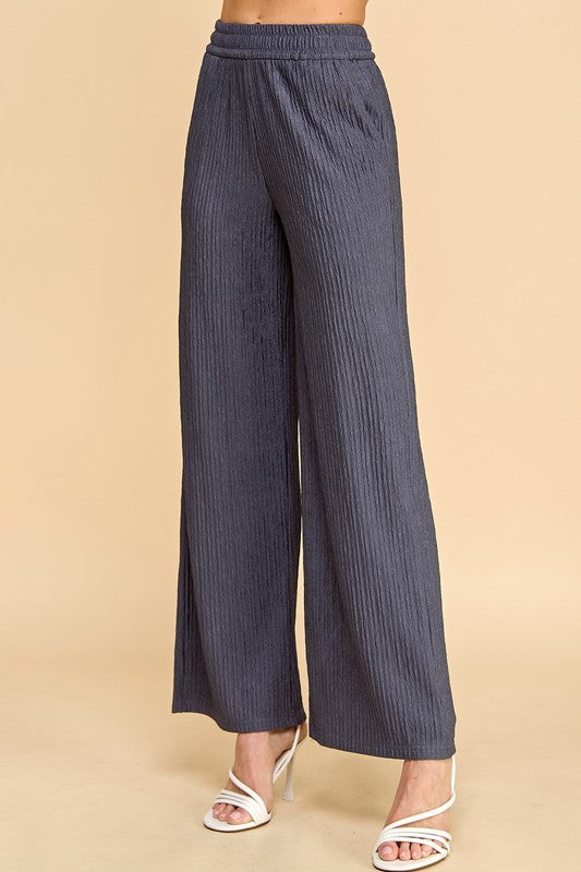 HK01SX PLUS SIZE CRINKLE WIDE  LEG PANTS