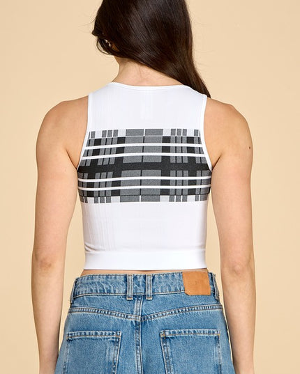 PT011 STRIPE CROP TANK TOP