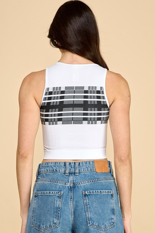 PT011 STRIPE CROP TANK TOP