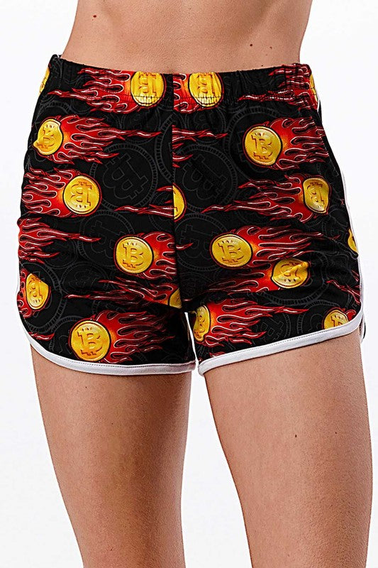 NDS02 F765 BITCOIN PRINT DOLPHIN SHORTS