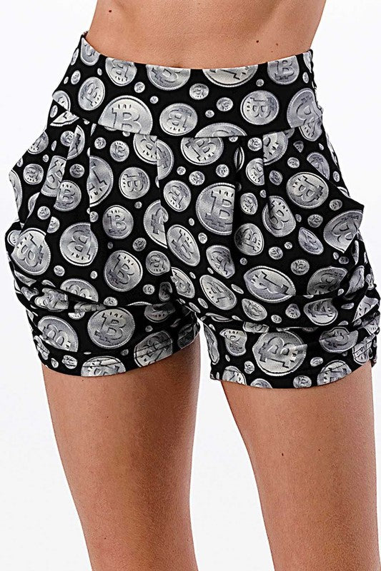 NS01 F764 BITCOIN PRINT HAREM SHORTS