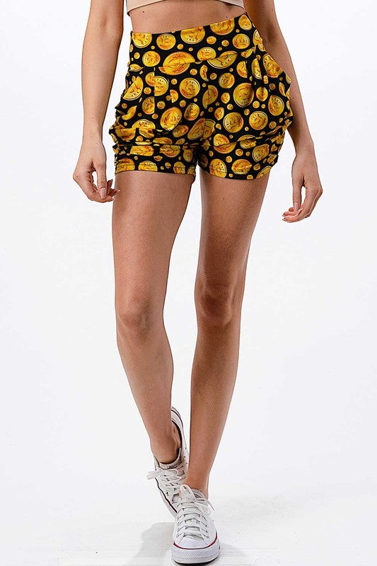 NS01 F763 BITCOIN PRINT HAREM SHORTS