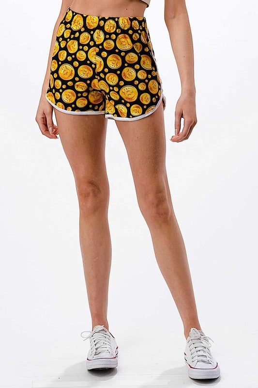 NDS02 F763 BITCOIN PRINT DOLPHIN SHORTS
