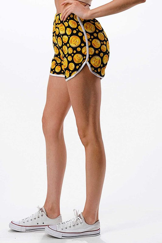 NDS02 F763 BITCOIN PRINT DOLPHIN SHORTS