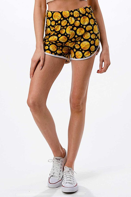 NDS02 F763 BITCOIN PRINT DOLPHIN SHORTS