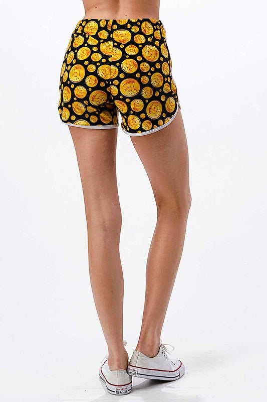NDS02 F763 BITCOIN PRINT DOLPHIN SHORTS