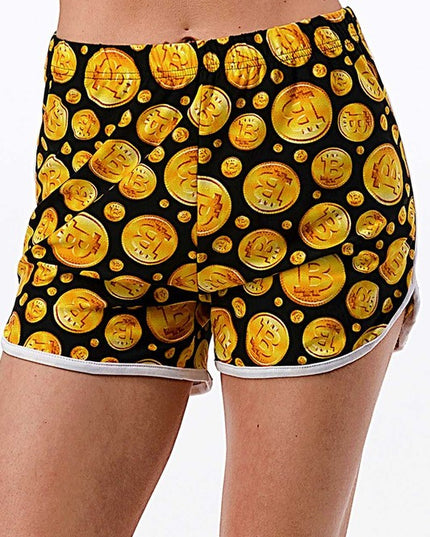 NDS02 F763 BITCOIN PRINT DOLPHIN SHORTS