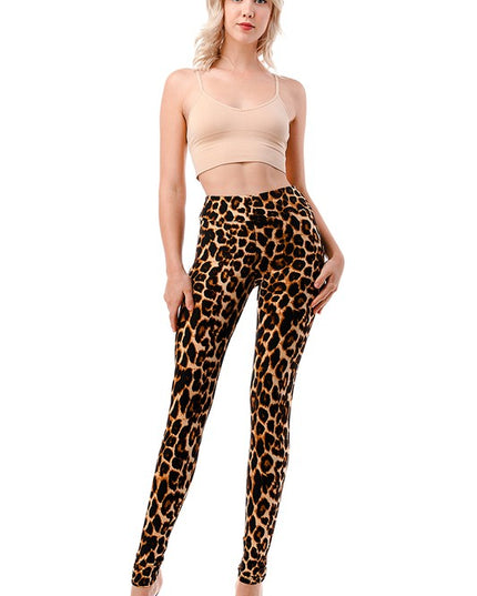 PLUS F643-3 PLUS SIZE LEOPARD PRINT HIGH WAIST LEGGINGS