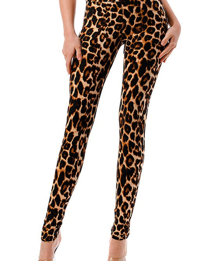 PLUS F643-3 PLUS SIZE LEOPARD PRINT HIGH WAIST LEGGINGS