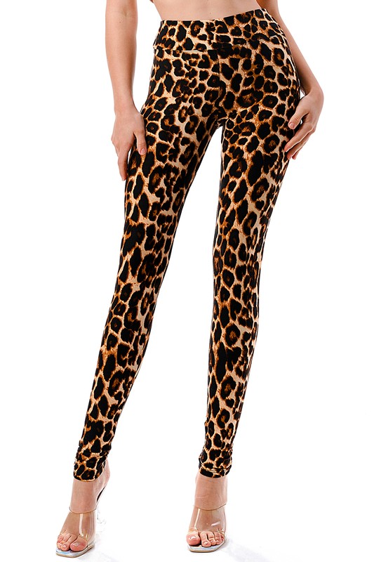 PLUS F643-3 PLUS SIZE LEOPARD PRINT HIGH WAIST LEGGINGS
