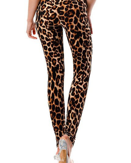 PLUS F643-3 PLUS SIZE LEOPARD PRINT HIGH WAIST LEGGINGS
