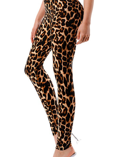 PLUS F643-3 PLUS SIZE LEOPARD PRINT HIGH WAIST LEGGINGS