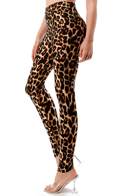 PLUS F643-3 PLUS SIZE LEOPARD PRINT HIGH WAIST LEGGINGS