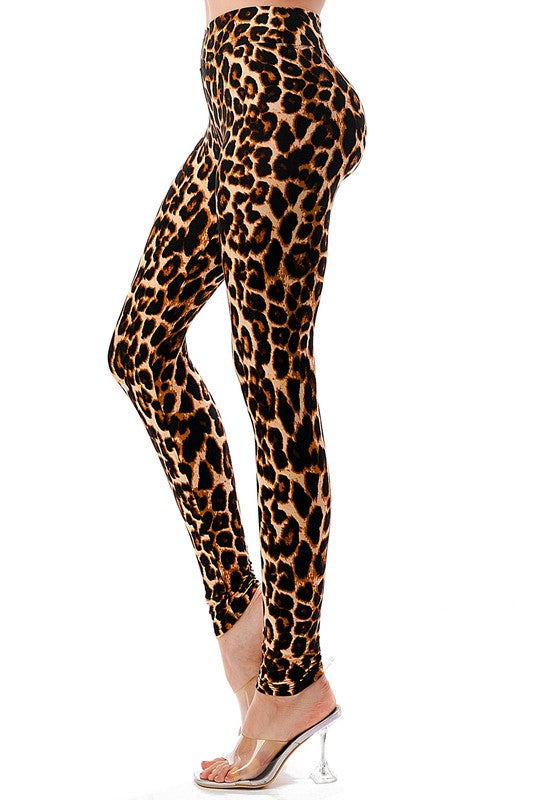PLUS F643-3 PLUS SIZE LEOPARD PRINT HIGH WAIST LEGGINGS