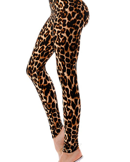 PLUS F643-3 PLUS SIZE LEOPARD PRINT HIGH WAIST LEGGINGS