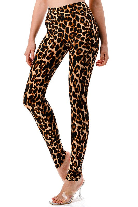 PLUS F643-3 PLUS SIZE LEOPARD PRINT HIGH WAIST LEGGINGS