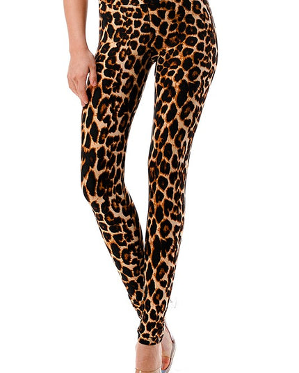 PLUS F643-3 PLUS SIZE LEOPARD PRINT HIGH WAIST LEGGINGS