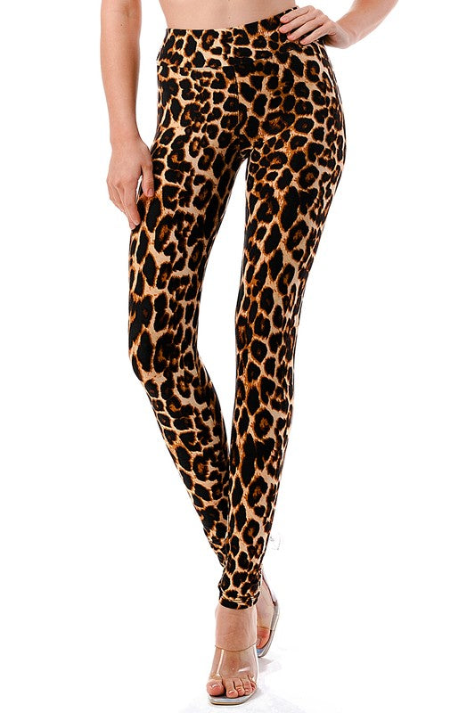 PLUS F643-3 PLUS SIZE LEOPARD PRINT HIGH WAIST LEGGINGS