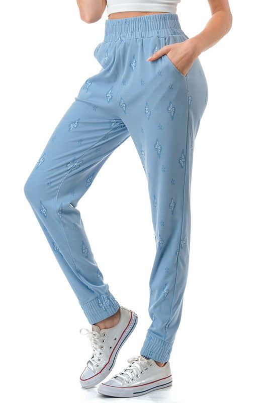 JAQ01 BUTTERFLY PATTERN JAQUARD JOGGER