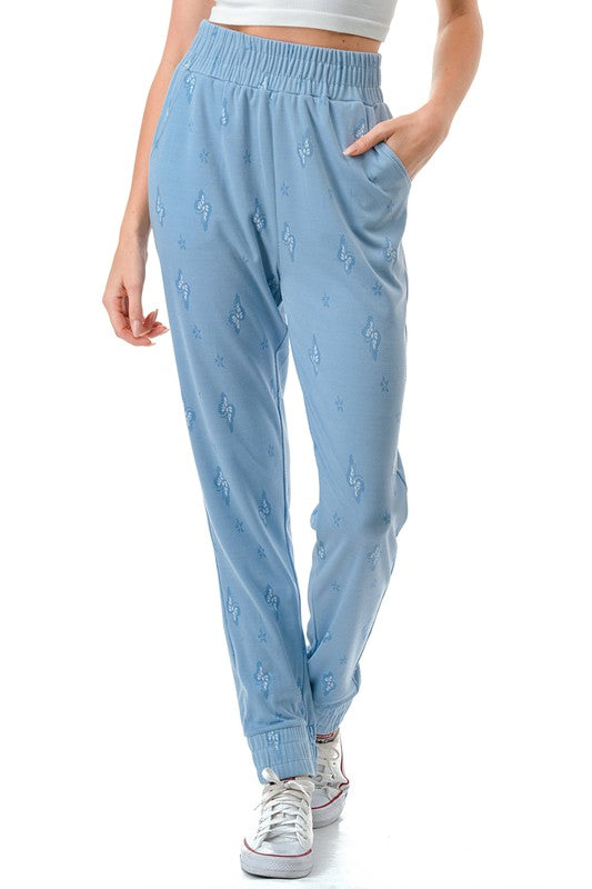 JAQ01 BUTTERFLY PATTERN JAQUARD JOGGER