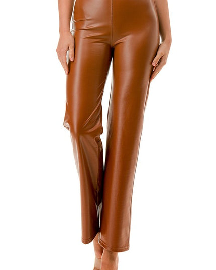 PPU11X PLUS SIZE VEGAN LEATHER STRAIGHT PANTS