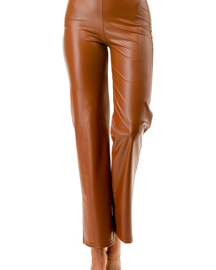 PPU11X PLUS SIZE VEGAN LEATHER STRAIGHT PANTS