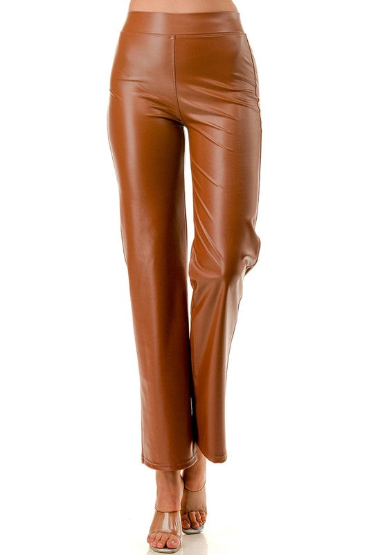 PPU11X PLUS SIZE VEGAN LEATHER STRAIGHT PANTS