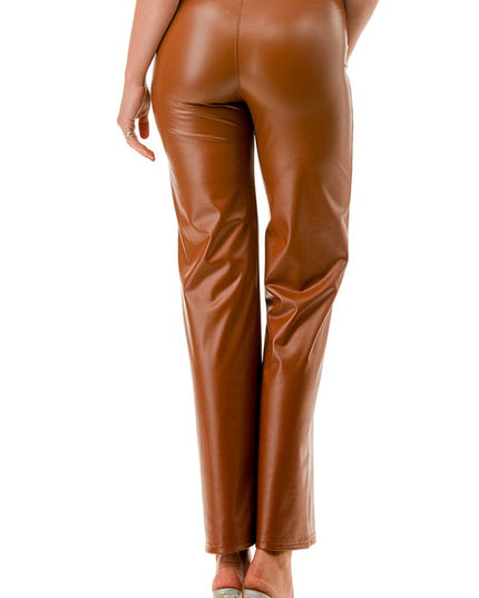PPU11X PLUS SIZE VEGAN LEATHER STRAIGHT PANTS