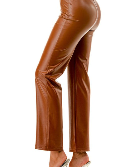 PPU11X PLUS SIZE VEGAN LEATHER STRAIGHT PANTS